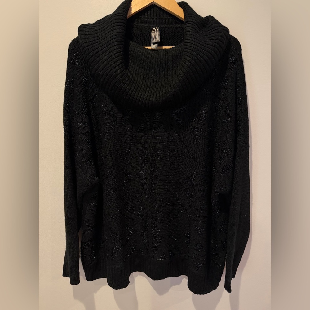 MarlaWynne Shimmer Jacquard Cowl Neck Sweater